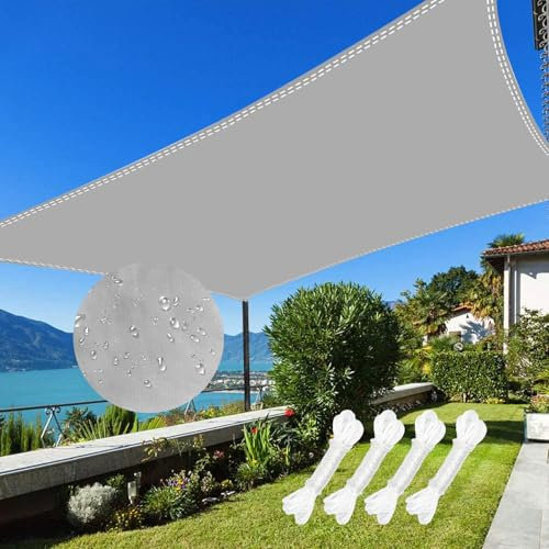 GLINKADO Sonnensegel Wasserdicht Rechteckig 2x3m inkl Befestigungsseile, Wetterschutz Sonnenschutz (PES) Polyester mit UV Schutz für Balkon Terrasse Garten Camping,Grau Anthrazit