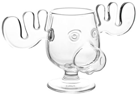 ACESOME Christmas Eggnog Moose Mug - Glass, Safe Packaging - Vacation, Clear