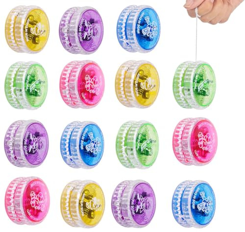 15 pezzi LED JoJo per bambini, set Yoyo con luce LED, giocattolo JoJo per principianti, perfetto per compleanno dei bambini, feste e regali per gli ospiti (colori casuali)