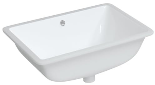 Einbauwaschbecken aus Keramik, Rechteckig Waschbecken, Handwaschbecken, Einbaubecken, Aufsatzwaschbecken, Waschtisch, Hand Waschschale für Badezimmer & Gäste-WC, 60x40x21 cm