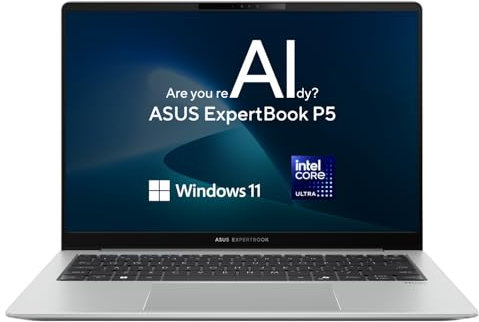 ASUS ExpertBook P5 AI Laptop I 14 WQXGA Touch-Display | Intel® Core™ Ultra 5 226V I 16 GB RAM I 512 GB SSD I Intel® Arc™ 130V I Windows 11 Pro I QWERTZ Tastatur I Misty Grey