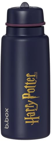 b.box Harry Potter Insulated Flip Top Drink Bottle, Triple Layer Stainless Steel, Keeps Drinks Cold up to 46 Hours, Leak-Proof Lid with Stainless Steel Straw, Ideal for Travel, Sports, BPA Free, 1L