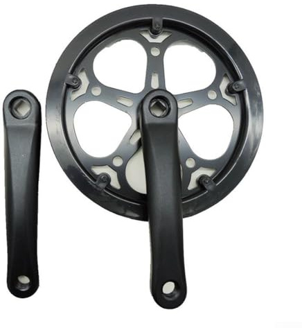 Feegow Juego de bielas para bicicleta de montaña 52T con plato de 170 mm, bielas de una sola velocidad, piñón con disco protector (negro)