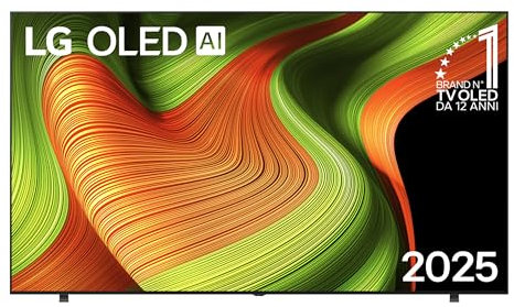 LG OLED AI B5 TV 83 pollici, Smart TV 4K, Processore α8 Gen2, webOS con AI, Dolby Vision e Atmos, Gaming con VRR, GSYNC e FreeSync 4K@120Hz, 4 HDMI 2.1, Alexa, OLED83B56LA 2025