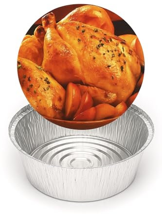 ZENIC Pack 125 Unidades Envase Aluminio Redondo con Tapa de Carton 1000ml Reciclable y Desechable Apto para Altas Temperaturas Ideal para Pollerias Cocina Camping Papas Asadas Pizzeria Comida Rapida