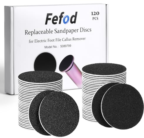 Fefod 120 Pcs Pedicure Foot File Replacement Pads, 80/120 Grit Emery Boards for Feet, Foot File Replacement Sandpaper Discs, Self-Adhesive Electric Pedicure Foot Sanding Pads for Removing Callus