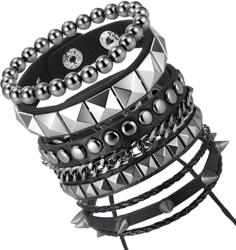 Thrymme 4Pcs Studded Bracelet, Goth Accessories Women