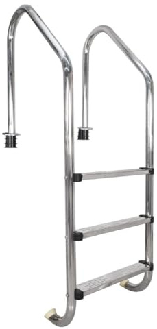 Échelle de piscine creusée à 3 marches en acier inoxydable robuste, marches antidérapantes pour piscines profondes, capacité de charge de 172,4 kg, utilisation en intérieur/extérieur