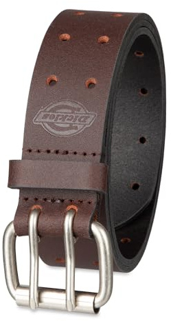 Dickies Men's Leather Double Prong Belt, Brown, 1X (Waist: 44)