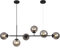 KCO Lighting Lampara Colgante Negra Cristal Ahumado Con 6 Luces, Lampara Colgante Isla Cocina Negra Con Bolas de Cristal para Salon, Comedor,