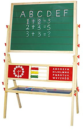 Idena 20106 - Magnet-Standtafel mit Ablage, 2 seitig mit Kreidetafel und Whiteboard, ca. 76 x 38 x 118 cm groß, zum Malen, Schreiben und Rechnen