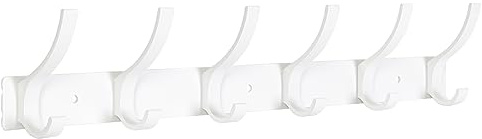 Optish 1 Stück Kleiderhaken Wand, Hakenleiste Garderobe mit 12 Haken, Garderobenleiste Wandgarderobe für Schlafzimmer Bad Küche, Garderobenhaken für Mänteln, Jacken, Hüten und Handtüchern (Weiß)