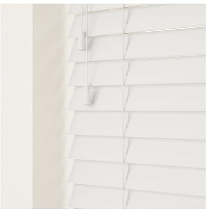 Custom Venetian Blinds with Strings - 50mm Slats - Smooth Faux Wood - Made To Measure (Ultra White, Up To 120cm (Width) x Up To 120cm (Drop))