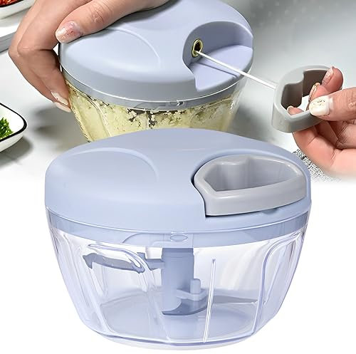 LULUWA Tritatutto Manuale da Cucina, per Verdure Carne Frutta Noci Aglio Cipolla e Peperoni (Blu)