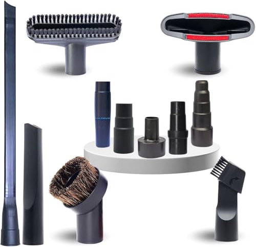 Replacement Vacuum Attachments & Brushes plus Universal Adapter Kit Compatible with Shop Vacs 2-1/4'' 1-7/8'' 1-3/8'' 1-1/4 Inch- Flexible Vacuum Crevice Attachment Tool for Shop Vac Accessories