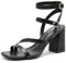 Ruiee Women's Heels Chunky Heeled Sandals - Ankle Strappy Dressy Pump Blcok Heels Square Open Toe Wedding Party Shoes for Women.2408092 Black Size5