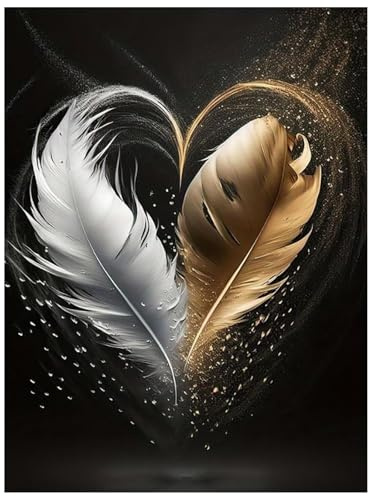 Qiukoo Diamond Painting Erwachsene Feder – 30x40cm DIY Diamond Painting Kits für Erwachsene zum Basteln – Diamant Malerei Set für kreative Freizeit & Haus Dekoration