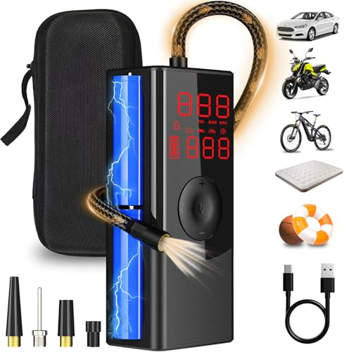 Tire Inflator Portable Air Compressor, Brighter LED Light & Auto-Shut Off, Dual Power 9000mAh Faster Tire Inflator, 150PSI Cordless Air Pump,for Car Tires, Motorcycle, Bicycle, Ball