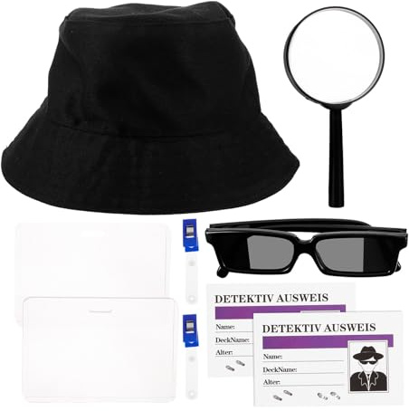 DECHOUS Accessoires De Costume De Détective Unisexe 9 Pièces, Kit De Jeu De Rôle Détective Soirée Déguisée, Équipement Léger Et Confortable, Cosplay Et Fête à Thème