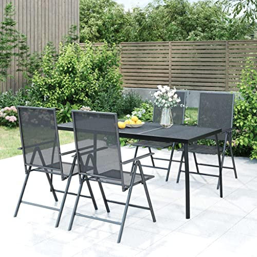 MBDRKVGF 65 Inch Large Rectangular Outdoor Garden Dining Table, Anthracite Metal Mesh Patio Table for 6 People, Weather-Resistant Steel Table for Backyard Deck Porch