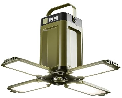 Lanterne Camping Rechargeable, Lampe Camping Solaire, Lampe De Camping Avec Batterie Externe, 6 Modes D'Éclairage, Charge Solaire Et Usb-C, 2000 Mah - Étanchéité Ipx4,Pliable Et Facile À Suspendre