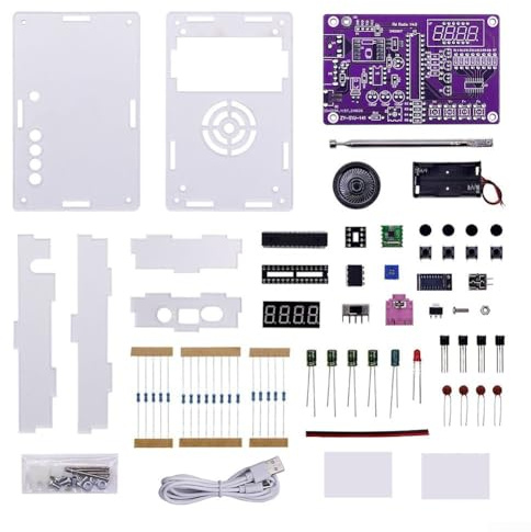 DIY FM-radiosats 87-108 MHz transparent ABS-fodral lödning övning pedagogisk elektronik projekt för nybörjare studenter vuxna