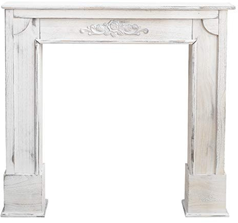 Rebecca Mobili Consola Chimenea Madera Madera Estilo Decapado Salon - Medidas: 100 x 105 x 21 cm (A x AN x FON) - Art. RE4863