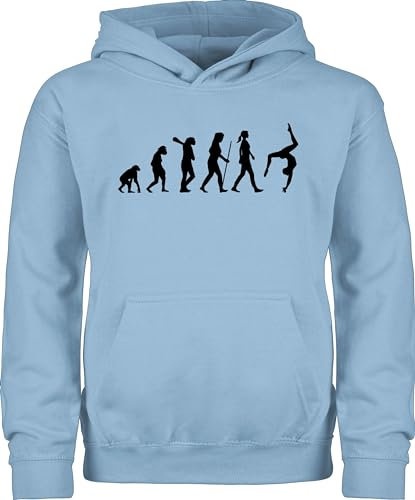Shirtracer Kinder Hoodie Jungen Mädchen - & Entwicklung - Evolution Turnen - 152 (12/13 Jahre) - Hellblau - Turn Pullover Turner Pulli turnerin Hoody zu Jungs Junge Kids Kind