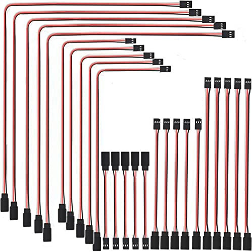 RUNCCI-YUN 25pcs Cable D'extension Servo，JR Servo Extension，Rallonge Servo RC，Câble servo à 3 pins，Câble JR mâle à Femelle pour aéronef télécommandé （100mm,150mm,300mm,500mm,600mm）