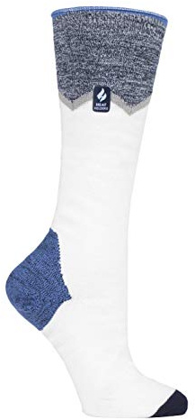 Heat Holders - Femme Chaudes Longues Hautes Ultra Fines Chaussettes Ski (37-42 EU, Crème Zig Zag)