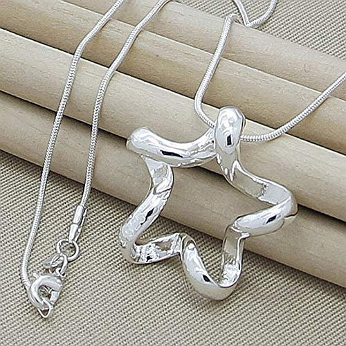 Fashionapple Große fünfzackige Stern Anhänger Halsketten für Frauen Einfache Schmuck Schlangenkette Halskette