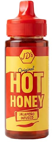 JD's Hot Honey Original | Premium Red Jalapeno Infused Spicy Honey with Red Jalapeno Chilli Flakes | Hot Sauce for Pizza, BBQ, Chicken & more | 1 x 260g
