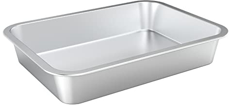 onlyfire Stainless Steel Baking Pan, Rectangular Cake Pan Cookie Sheet Pan Barbeque Grill Pan for Baking Breads, Grilling Chicken, Vegetables, Dishwasher Safe,15.5’’×11.6’’×2.7