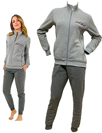 Il Granchio Tuta Donna in Felpa di Cotone Invernale, Vari Modelli, Sportiva, Garzata (6003 Grigio Melange, M)