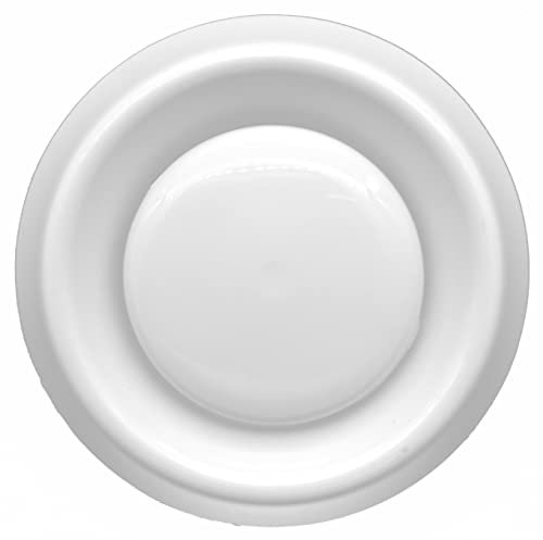 H&C VENT Exhaust Air Valve 4 Inch - Ø 100 mm Diameter White Round Cover Adjustable Diffuser PVC – HVAC Air Plate Valve – Cooker Hood Ventilation Pipe Exit Air Supply System Element