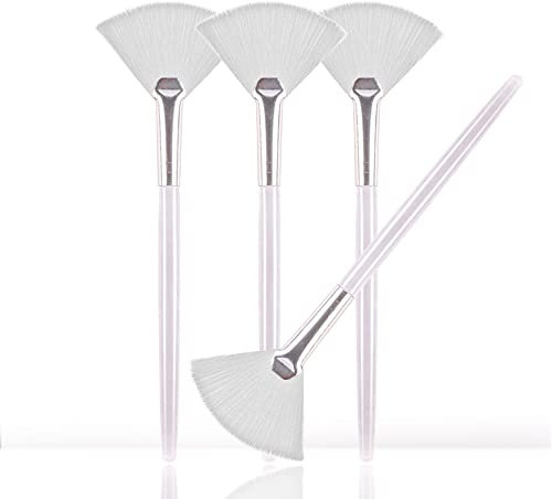 Soft 'N Style Taklon Fan Mask Brush Acid Applicator for Glycolic Peel/Masques (4, white)