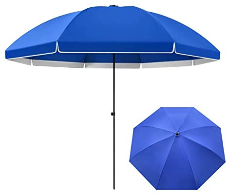2.6m/8.5ft Stort Utomhus Terrassparaply, Bärbart Marknadsparaply, Runt Strandparaply, UV-bevis, Solbeständigt, Vattentätt