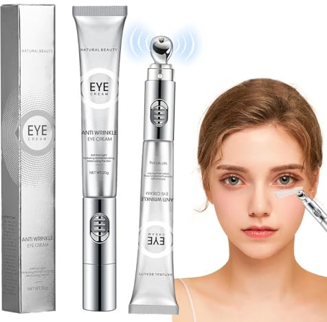 Crema Contra el Envejecimiento de los Ojos, Crema De Contorno De Ojos, Con cabezal de masaje eléctrico, Eliminar crema para las ojeras, Apto para Todo Tipo de Pieles y Edades(20g)