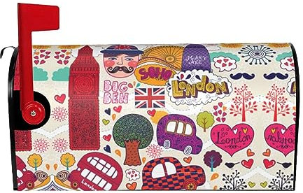 ZISHAK School Newspaper in English Magnetic Mailbox Cover - Outdoor Christmas Mailbox Decor Made from Waterproof Oxford Fabric