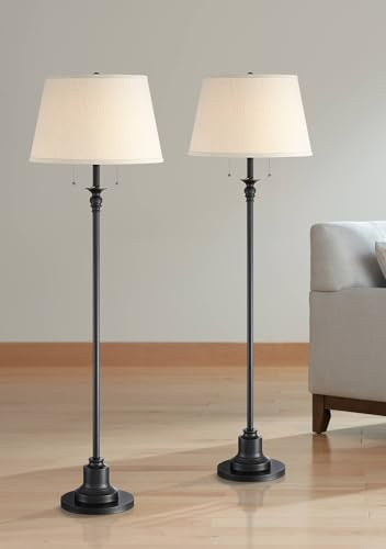 360 Lighting Spenser Traditional 58 Tall Standing Floor Lamps Set of 2 Lights Pull Chain Brown Metal Oiled Bronze Finish Living Room Bedroom House Reading Office Home Decor Entryway Dining Indoor