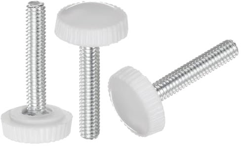 QUARKZMAN 20 Piezas de Perillas Moleteadas de Rosca Macho M4 X 30 mm, Perillas de Sujeción de Tornillo de Pulgar, Agarre de Perillas de Plástico con Espárrago Roscado, Blanco