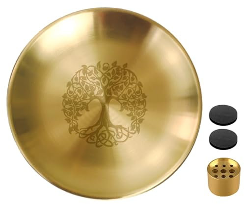 Bandeja ritual pagana de acero inoxidable, placa con patrón de árbol de altar, estante de piedra de cristal, soporte para velas, quemador de incienso, bandeja ritual pagana, decoración de acero