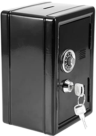 Enfants Apprenant Jouet Tirelire Mot de Passe économie D'argent Coffre-fort Style Cadeau avec 2 Clés (Noir)