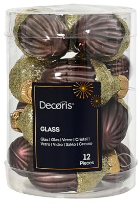 Kaemingk Christbaumschmuck Eicheln Glas 4cm x 12 Stück - matt & glänzend - Weihnachtsbaumschmuck - Christbaumkugeln Weihnachtsbaumkugeln Weihnachten - Schwarze Trüffel