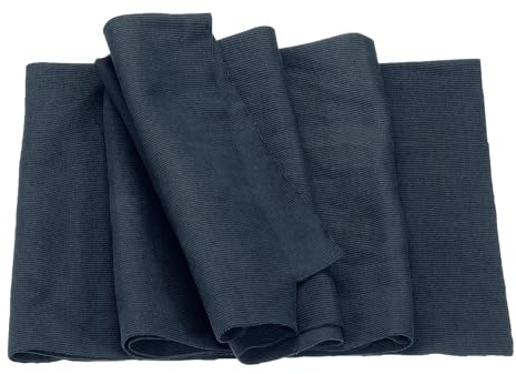 Rebower 50cm x 1.2m Puños Elásticos con Ribetes Acanalados para Coser Tela de Algodón Banda Elástica de Punto Acanalado, [para Puños, Cintura, Cuello] - Azul Marino