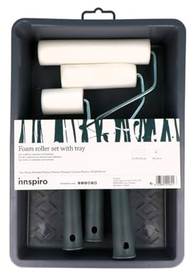 INNSPIRO Set Rodillos Espuma Pintura 5, 10, 15 cm. con Bandeja, para Pintar Pared, lienzos y Muebles, Bricolaje y Manualidades