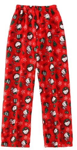 Pantalon Pyjama Femme Flanelle Bas de Pyjamas Filles Polaire Chaud et Doux Confort Cartoon Chat Anime Imprimé Kawaii Mode Décontracté Maison Lounge Pantalons Pour Femmes Automne et Hiver