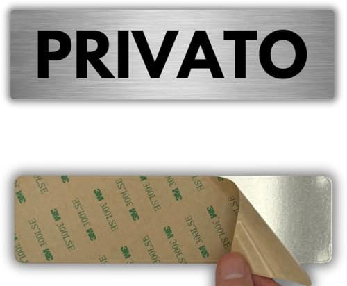 LEIASA | Segnale adesivo Privato - 5x18 cm - Spessore 0,8 mm - Alluminio - Cartello Zona Privata - Segno Accesso Riservato - Cartello adesivo 3M - Spazio Esclusivo