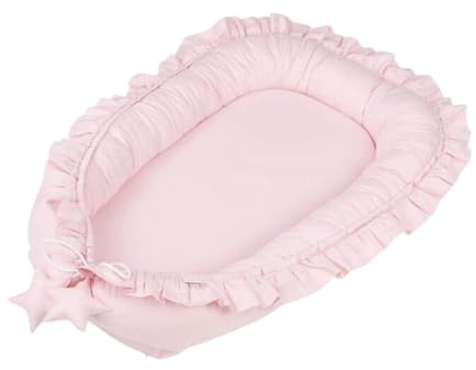 Houolsator Baby Lounger Cotton Newborn Nest Co-Sleeping Pod Portable Bassinet Mattress with Lace Baby Lounger