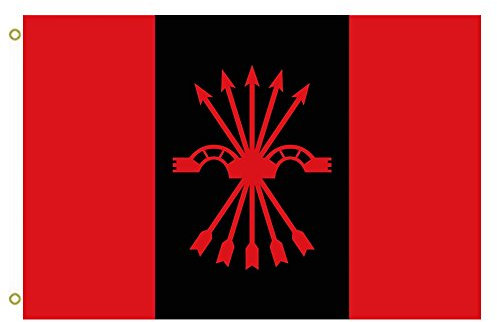 Grande bandiera per esterni – Falange spagnola – 90 x 150 cm – rosso – bandiera patriottica – pieghevole – montaggio a parete – occhiello – Giorno dell'Indipendenza